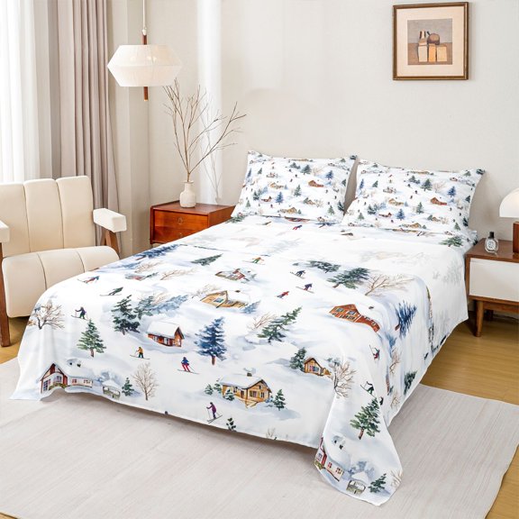 Feelyou Est Ski Sleep Teen Twin Sheet Sets, Farmhouse Cabin Bedding, 3-Piece