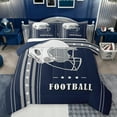 thumbnail image 1 of Feelyou Est Sleep Rugby Bedding Comforter Set for Kids, Navy Grey Stars Lines Twin Comforter Sets, Football Sports Helmet Reversible Bedding Set, Ultra Soft Bedroom Decor, 2 Pieces, 1 of 8