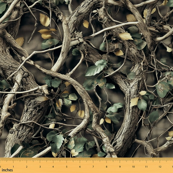 Feelyou Fall Botanical Teens Fabric by the Yard 1 Yard, Farmhouse Jungle Room Decor Fabric by the Yard, Woodland Branches Fabric for Sewing, Breathable Home Decor