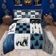 thumbnail image 1 of Feelyou Farmhouse Bear Animal Full Size Comforter Sets, Blue Check Patchwork Bedding Comforter Set, Jungle Pine Tree Plant Reversible Bedding Sets, Lightweight Room Decor, 3 Pieces, 1 of 8