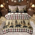 thumbnail image 1 of Feelyou Farmhouse Bear Print Bedding Comforter Set 7pcs for Teen, Vintage Red Buffalo King Bedding Sets, Hippie Texas Stars Reversible Bed Sheets, Ultra Soft Bedroom Decor, 1 of 8