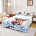 thumbnail image 1 of Feelyou Farmhouse Cow Animal Bed Sheets, Valentines Day Rose King Sheets, Blue Flower Floral Sheet Set, Microfiber Bedroom Decor, 4-Piece, 1 of 7