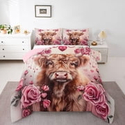 Feelyou Farmhouse Cow Animal Twin Comforter Sets, Anniversary Rose Bedding Set, 2-Piece