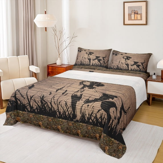 Feelyou Farmhouse Dog Animal Bed Sheets, Vintage Lodge Cabin King Sheets, Rustic Hunting Theme Sheet Set, Lightweight Room Decor, 4pcs