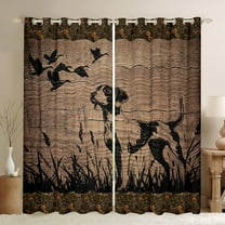 Feelyou Farmhouse Dog Animal Black Out Curtains, Vintage Lodge Cabin Curtains Pack of 2 (42x63 Each), Rustic Hunting Theme Bedroom Curtains, Curtains and Drapes Room Decor