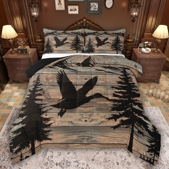 Feelyou Farmhouse Duck Animal Twin Comforter Sets, Jungle Pine Tree Bedding Set, 2pcs