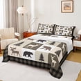 thumbnail image 1 of Feelyou Farmhouse Lodge Cabin Twin Sheet Sets, Jungle Bear Deer Animal Twin Fitted Sheet, Western Countryside Flat Sheet, Wheat Brown Lightweight Room Decor, 3 Pieces, 1 of 7