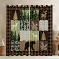 thumbnail image 1 of Feelyou Farmhouse Moose Bear Curtains Pack of 2 (42x84 Each), Brown Green Stripes Buffalo Curtains Blackout, Rustic Tree Botanical Bedroom Curtains, Curtains and Drapes Decor, 1 of 6
