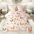 thumbnail image 1 of Feelyou Farmhouse Rooster Child Bedding Comforter Set 7pcs, Kawaii Farm Animal Queen Bedding Sets, Flower Leaf Botanical Reversible Queen Sheet Sets, Ultra Soft Bedroom Decor, 1 of 8