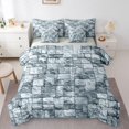 thumbnail image 1 of Feelyou Fashion Abstract Ombre Twin Bedding Sets 7pcs, Blue Square Stone Comforter Set, 1 of 8