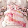 thumbnail image 1 of Feelyou Fashion Abstract Stripe Twin Bedding Sets 7-Piece for Adult, Chic Marble Ombre Bedding Comforter Set, Watercolor Art Pink Reversible Sheet Sets, Super Cozy Room Decor, 1 of 8