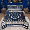 thumbnail image 1 of Feelyou Fashion Aztec Full Size Comforter Sets, Navy Damask Triangle Bedding Sets, 3pcs, 1 of 8