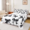 thumbnail image 1 of Feelyou Fashion Black Bow Queen Sheet Sets, Cool Girl Ribbon Style Bed Set, 4 Pieces, 1 of 7