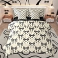 thumbnail image 1 of Feelyou Fashion Black Ribbon Bedding Comforter Set 7pcs for Teens, Chic Stripes Bowknot Queen Bedding Sets, Kawaii Cartoon Bow Reversible Queen Sheet Sets, Lightweight Room Decor, 1 of 7