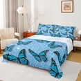 thumbnail image 1 of Feelyou Fashion Blue Butterfly Queen Sheet Sets, Glitter Sequin Print Flat Sheet, Teens Kids Girls Women Queen Fitted Sheet, Super Cozy Room Decor, 4-Piece, 1 of 7