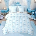 thumbnail image 1 of Feelyou Fashion Blue Ribbon Bedding Comforter Set 7pcs for Teen, Princess Plaid Bow-tie Queen Bedding Sets, Cartoon Love Heart Reversible Queen Sheet Sets, Ultra Soft Bedroom Decor, 1 of 8