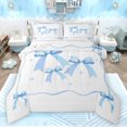 thumbnail image 1 of Feelyou Fashion Blue Ribbon Full Size Comforter Sets for Teens, Chic Stars Print Bedding Comforter Set, Kawaii Cartoon Bow Reversible Bedding Sets, Super Cozy Room Decor, 3pcs, 1 of 8