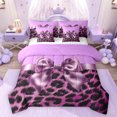 thumbnail image 1 of Feelyou Fashion Bow Ribbon Comforter Set 7pcs, Polkadots Cheetah Print King Bedding Sets, 1 of 8