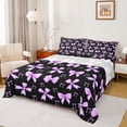 thumbnail image 1 of Feelyou Fashion Bow-tie Kids Full Size Sheets, Black Purple Cartoon Bed Sheets, 4-Piece, 1 of 7