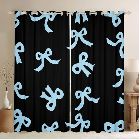 Feelyou Fashion Bowknot Child Black Out Curtains, Princess Curtains Pack of 2 (42x63 Each)