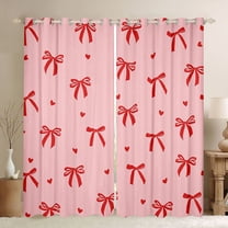 Feelyou Fashion Bowknot Kids Black Out Curtains, Kawaii Cartoon Bow-tie Curtains Pack of 2 (42x63 Each), Cute Love Heart Bedroom Curtains, Window Curtains Bedroom Decor