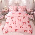 thumbnail image 1 of Feelyou Fashion Bowknot Kids Twin Bedding Sets 7-Piece, Kawaii Cartoon Bow-tie Bedding Comforter Set, Cute Love Heart Reversible Sheet Sets, Microfiber Bedroom Decor, 1 of 8