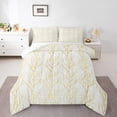 thumbnail image 1 of Feelyou Fashion Branches Lines Queen Comforter Set, Yellow Jungle Plant Botanical Bedding Sets, Teens Kids Boys Girls Reversible Bedding Comforter Set, Breathable Home Decor, 3pcs, 1 of 8