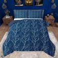 thumbnail image 1 of Feelyou Fashion Branches Plant Bedding Comforter Set for Teen, Navy Leaf Botabical Twin Comforter Sets, Stripes Abstract Reversible Bedding Set, Super Cozy Room Decor, 2-Piece, 1 of 9