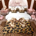 thumbnail image 1 of Feelyou Fashion Brown Bow Twin Bedding Sets 7pcs, Polkadots Cheetah Print Comforter Set, 1 of 8