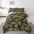 thumbnail image 1 of Feelyou Fashion Camo Queen Comforter Set for Teens, Chic Camouflage Bedding Sets, Olive Square Abstract Reversible Bedding Comforter Set, Luxury Bedroom Decor, 3-Piece, 1 of 8