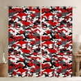 thumbnail image 1 of Feelyou Fashion Camouflage Teens Black Out Curtains, Red Square Abstract Curtains Pack of 2 (42x63 Each), Modern Camo Print Bedroom Curtains, Window Curtains Home Decor, 1 of 6