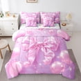 thumbnail image 1 of Feelyou Fashion Cartoon Bow Bedding Comforter Set 7pcs, Fairy Princess Full Bedding Set, 1 of 8