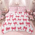 thumbnail image 1 of Feelyou Fashion Cartoon Bow Queen Comforter Set, Cute Princess Ribbon Bedding Sets, Pink Butterfly Knot Reversible Bedding Comforter Set, Microfiber Bedroom Decor, 3-Piece, 1 of 8