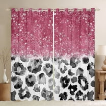 Feelyou Fashion Cheetah Print Black Out Curtains, Pastel Sequin Print Curtains Pack of 2 (42x63 Each), Teens Adult Women Girls Bedroom Curtains, Window Curtains Decor