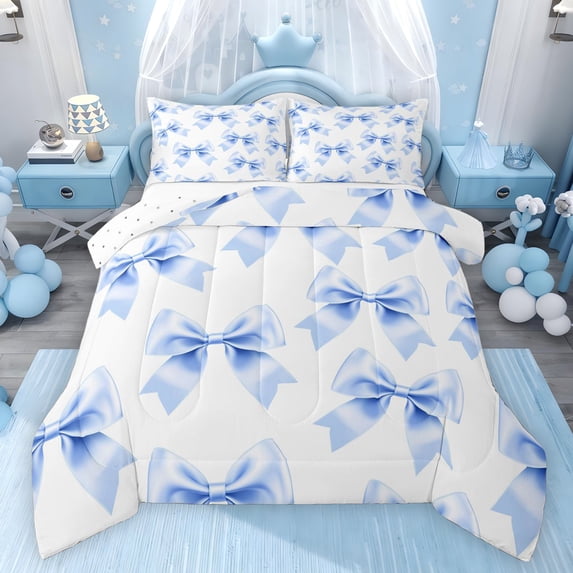 Feelyou Fashion Cute Bowknot Full Size Comforter Sets, Fairy Princess Bedding Sets, 3pcs