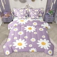 thumbnail image 1 of Feelyou Fashion Floral Flower Bedding Comforter Set 7 Pieces for Kids, Farmhouse Groovy Daisy Full Bedding Set, Dreamy Cartoon Purple Reversible Fitted Sheet Flat Sheet, Super Cozy Room Decor, 1 of 7