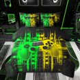 thumbnail image 1 of Feelyou Fashion Game Console Twin Bedding Sets 7-Piece for Kids, Green Gold Stripes Abstract Bedding Comforter Set, Video Game Controller Reversible Sheet Sets, Super Cozy Room Decor, 1 of 9