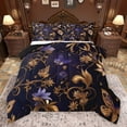 thumbnail image 1 of Feelyou Fashion Gold Leaf Bedding Comforter Set, Mystic Romantic Butterfly Twin Comforter Sets, Retro Flower Reversible Bedding Set, Microfiber Bedroom Decor, 2pcs, 1 of 8