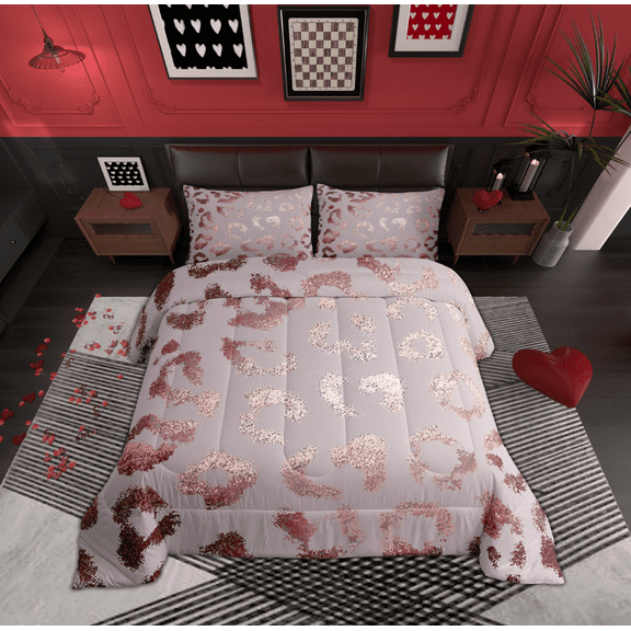 Feelyou Fashion Leopard Print Bedding Comforter Set for Kids, Cartoon Cheetah Animal Twin Comforter Sets, Rosy Brown Bedding Set, Luxury Bedroom Decor, 2pcs