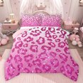 thumbnail image 1 of Feelyou Fashion Leopard Print Kid Queen Comforter Set, Pink Sequin Print Bedding Set, 3pcs, 1 of 8