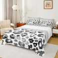 thumbnail image 1 of Feelyou Fashion Leopard Print Twin Sheet Sets for Women, White Grey Wartercolor Twin Fitted Sheet, Sequin Print Flat Sheet, Lightweight Room Decor, 3-Piece, 1 of 7