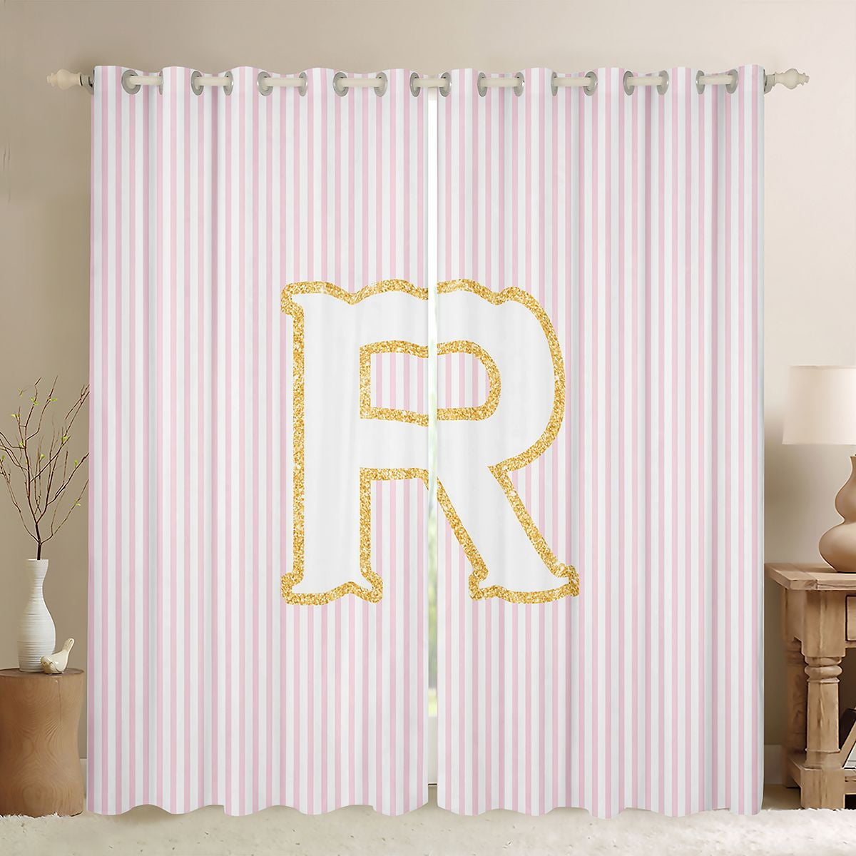 Feelyou Fashion Letter R Blackout Curtains Set of 2 (52x84 Each) for ...
