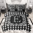 thumbnail image 1 of Feelyou Fashion Monogrammed E Bedding Comforter Set 7pcs for Teen, Bohemian Western Flower King Bedding Sets, Square Abstract Reversible Bed Sheets, Luxury Bedroom Decor, 1 of 7