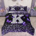 thumbnail image 1 of Feelyou Fashion Monogrammed K Bedding Comforter Set, Bling Butterfly Animal Twin Comforter Sets, Black Purple Sequin Print Reversible Bedding Set, Breathable Home Decor, 2-Piece, 1 of 9