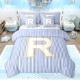 thumbnail image 1 of Feelyou Fashion Monogrammed R Bedding Comforter Set 7 Pieces for Girl, Modern Abstract Lines Full Bedding Set, Cute Cartoon Reversible Fitted Sheet Flat Sheet, Ultra Soft Bedroom Decor, 1 of 8