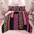 thumbnail image 1 of Feelyou Fashion Pink Abstract Bedding Comforter Set, Cheetah Leopard Print Twin Comforter Sets, Chic Polkadots Reversible Bedding Set, Lightweight Room Decor, 2 Pieces, 1 of 9