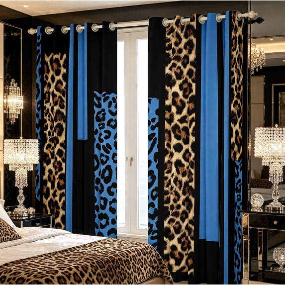 Feelyou Fashion Pink Abstract Black Out Curtains, Cheetah Leopard Print Curtains Pack of 2 (42x63 Each), Chic Polkadots Bedroom Curtains, Curtains and Drapes Home Decor