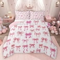 thumbnail image 1 of Feelyou Fashion Pink Bowknot Queen Comforter Set, Kawaii Bow-tie Butterfly Bedding Sets, Teens Kids Girls Women Reversible Bedding Comforter Set, Microfiber Bedroom Decor, 3-Piece, 1 of 8