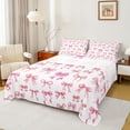 thumbnail image 1 of Feelyou Fashion Pink Bowknot Queen Sheet Sets, Kawaii Bow-tie Butterfly Flat Sheet, Teens Kids Girls Women Queen Fitted Sheet, Microfiber Bedroom Decor, 4-Piece, 1 of 7