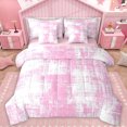 thumbnail image 1 of Feelyou Fashion Pink Graffiti Bedding Comforter Set 7pcs for Women, Modern Watercolor Art Queen Bedding Sets, Chic Abstract Ombre Reversible Queen Sheet Sets, Super Cozy Room Decor, 1 of 7